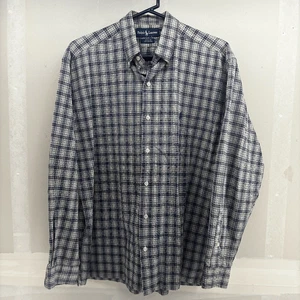 Camisa Polo Ralph Lauren Gregor Para Hombres Franela Azul Blanco Talla M De Colección Y2K Preparación - Imagen 1 de 4