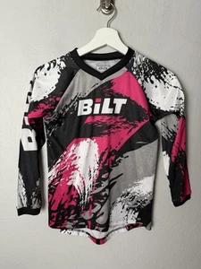 BILT Youth Medium (8) Girls Long Sleeved Pink Black Gray Racing Dirt Biking Top - Picture 1 of 3