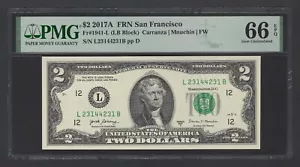 United States 2$ 2017 Fr#1941-L (LB Block) S/N 23144231 UNC Grade 66 - Picture 1 of 2