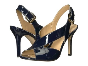 ¡Nuevo! Sandalias de tacón MICHAEL KORS ~Talla 6~ charol con cordones punta abierta azules - Imagen 1 de 6