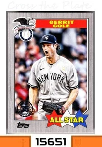 2022 TOPPS SERIES 2 1987 ALL-STAR BLACK PARALLEL GERRIT COLE YANKEES 065/299 - Picture 1 of 1