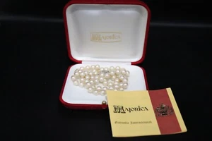 Vintage Majorica Simulated Pearl Necklace with Silver Clasp Spain 27" in Box - Picture 1 of 12