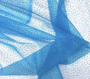 TURQUOISE Sparkle Glitter Tulle Fabric (60 in.) Sold By The Yard - Picture 1 of 1