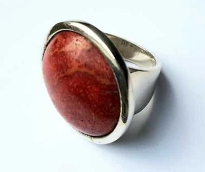 Silber Ring - rund - Rote Koralle - Gr 60 NEU - 925er Sterlingsilber - Bild 1 von 4