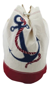 Strandbeutel / Rucksack mit Anker-Motiv Tragetasche Baumwolle Ø=30cm - Bild 1 von 1