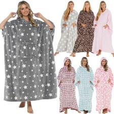 Oversized Hooded Blanket Ultra Soft Fleece Long Hoodie Lounge Poncho Kaftan