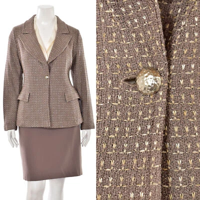 Traje falda punto St. John talla 14/16 - conjunto de 2 piezas chaqueta y falda lápiz paloma/taupe Foto 1 de 4