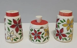 Vintage GOEBEL Floral Motif Salt And Pepper Shakers, Mustard Jar/Pot in Stand - Picture 1 of 10