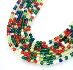2mm Tiny Firepolish Glass Faceted Round Beads Christmas Multiple Color 15" - Picture 1 of 3