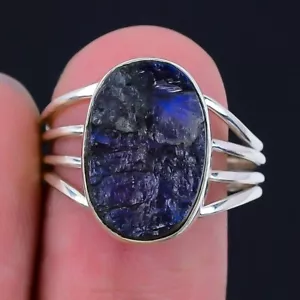 Labradorite Stone 925 Silver Anniversary Wife Statement Ring Jewelry Size 8.5 - Picture 1 of 8