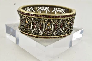 Heidi Daus Signed Byzantine Beauty Red Crystal Hinged Bangle Bracelet - Picture 1 of 7
