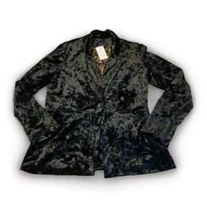 Sanctuary Crushed Velvet Blazer Womens Large Black Boho 70s Hippie Whimsigoth - Picture 1 of 10