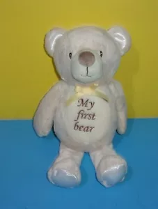 Kelly Baby 13" Plush Teddy Bear Rattle Cuddle KellyToy Cream Satin Sewn Eyes - Picture 1 of 2