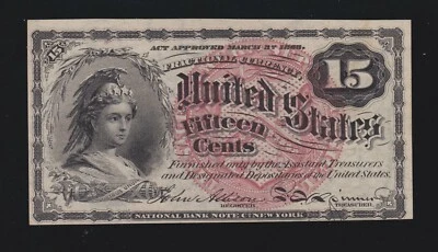 US 15c Fractional Currency Note 4th Issue FR 1267 Ch CU (09) - Image 1 of 2