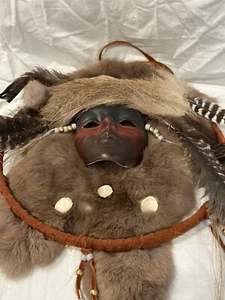 Native American Navajo Warrior Large Spirit Mask Wall Hanging Signed - Picture 1 of 7
