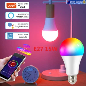 E27 15W LED WIFI Bluetooth Bulb Light Globe For Alexa Google Home RGB Color Lamp - Picture 1 of 12