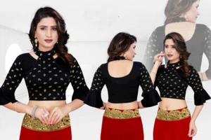 Women's Velvet Stretchable Party Wear And Bollywood Ready-Made Wedding  Blouse - Picture 1 of 1