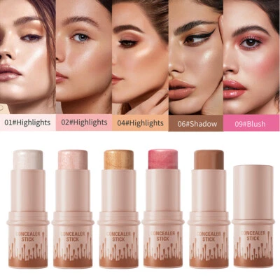 Highlighter Stick Bronzer Stick Blush Water-Resistant Cream Contour Makeup UK- - Image 1 of 4