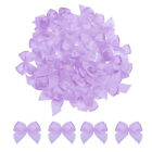 100Pcs Mini Ribbon Bows 1" Mini Fabric Satin Ribbon Flower Bows Purple