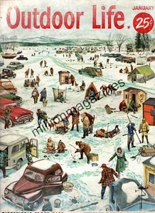 1954 Outdoor Life January - Ice Fishing with a Model A Ford in Oshkosh WI; Bears - Picture 1 of 1