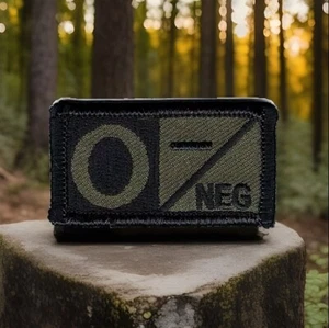 Olive Green Black Blood Type O- Negative Patch Fits For VELCRO® BRAND Loop Faste - Afbeelding 1 van 2