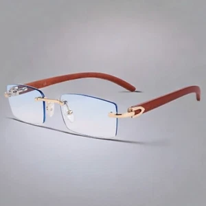 Gafas de sol para hombre azul cielo degradado con marco dorado sin montura Woodgrain Buffs - Imagen 1 de 5