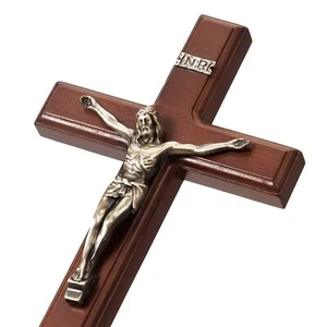 Crucifix Wall Cross Catholic 12 Inch Wooden Cross with Jesus Christ for Home ... - Picture 1 of 7