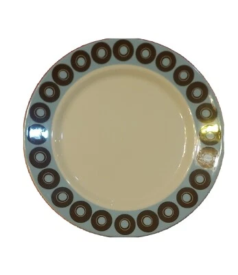 3 Platos de Cena Jonathan Adler Happy Home Círculos y Rayas 11" Azul Marrón Foto 1 de 4