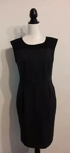 Next Size 12 Smart Black & Grey Checked Sleeveless Pencil Shift Business Dress - Picture 1 of 11