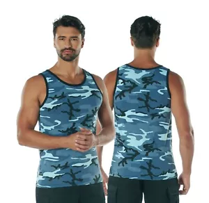 Mens Sky Blue Camouflage Tank Top - Camo Sleeveless Tanktop T-Shirt Rothco 67705 - Picture 1 of 7