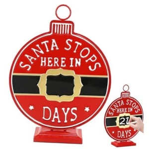 Santa Stop Here Sign, Metal 14.5 in Christmas Decorations Sign for Small - Picture 1 of 7