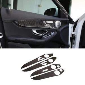 Real Carbon Fiber Door Panel Handle Strips Trim for Mercedes Benz C GLC W205 - Picture 1 of 11
