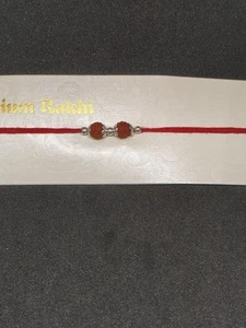 Reines 925 Silber Rudraksha Rakhi für Bruder 2 Perlen Rakshabandhan Special Rakhi - Bild 1 von 7