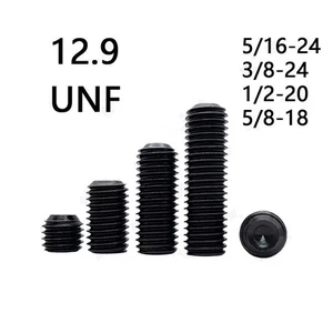 Fine Thread Black 12.9 Steel Hex Socket Set Screw Cup Point Grub Screws 5/16 3/8 - Picture 1 of 11