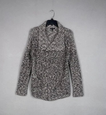 Cárdigan tejido alpaca cuello chal negro blanco XXS suéter mujer Eileen Fisher Foto 1 de 4