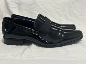 Calvin Klein SHOES MEN'S Size US 9 BLACK Patent Leather LOAFERS Dress Prom - Picture 1 of 4