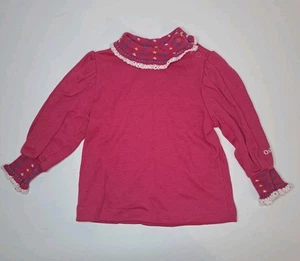 Vintage OshKosh Bgosh rosa Kragen Rüschen Langarm Shirt 12M 90er Y2K - Bild 1 von 7