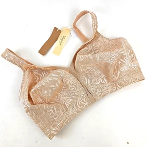 Damen 38H Nude Bügelloser Spitzen BH Minimizer ungepolstert weich Vollfigur BH - Bild 1 von 7