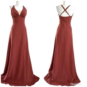Revelry Babydoll Maxi Dress Sz 10 Cinnamon Brown Gown Formal Wedding Bridesmaid - Picture 1 of 15