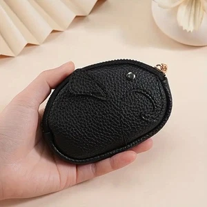 Süße schwarze weiche Faux Elefant Geldbörse, Reißverschluss Geldbörse mit Schlüsselhalter 3,46" Höhe - Bild 1 von 1