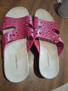New Croft & Barrow Pink SANDALS Womens size 8 MED Cut Outs Slides Flats - Picture 1 of 5