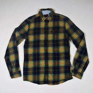 SuperDry Work Wear Plaid Lumberjack Twill Flannel Shirt Yellow Men's Sz S - Picture 1 of 8