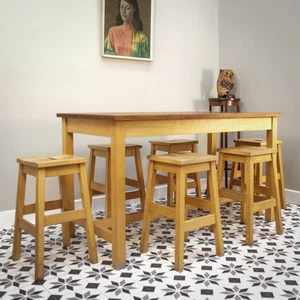School Lab Desk and Stools Alternative Dining Table and Stools - Picture 1 of 24