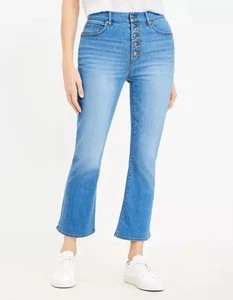 LOFT Womens Size 28/6 The Kick Crop High Rise Button Fly Light Wash Denim Jeans - Picture 1 of 6