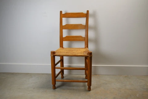 Vintage ladder back leather hide seat chair primative Shaker Cover