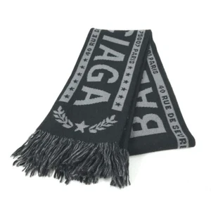 BALENCIAGA logo fringe Scarf wool / acrylic Black/gray - Picture 1 of 11