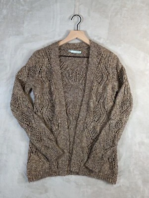 Cárdigan Maurices Mujer M Chal Abierto Manga Larga Suéter Marrón Dorado Brillante Foto 1 de 4