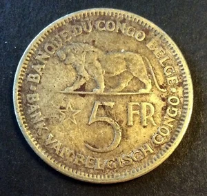 Congo Belge - Léopold III - Très Jolie Monnaie de 5 Francs 1937 - Lion (2) - Picture 1 of 2