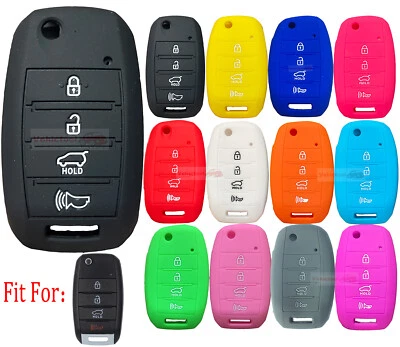Fit KIA Sorento Carens 4 Button Flip Smart Remote Key Fob Silicone Case Cover - Image 1 of 4