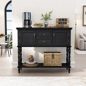 Sideboard Storage Dining Buffet Cabinet Console Table with Shelf&Drawers Black - Picture 1 of 9